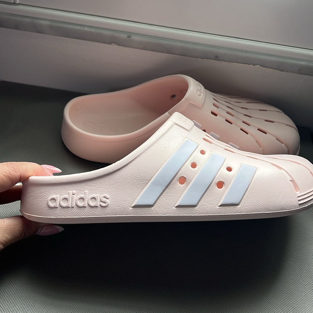 Adidas Pink and White Slippers with Ventilated Design - Picture 3 of 10